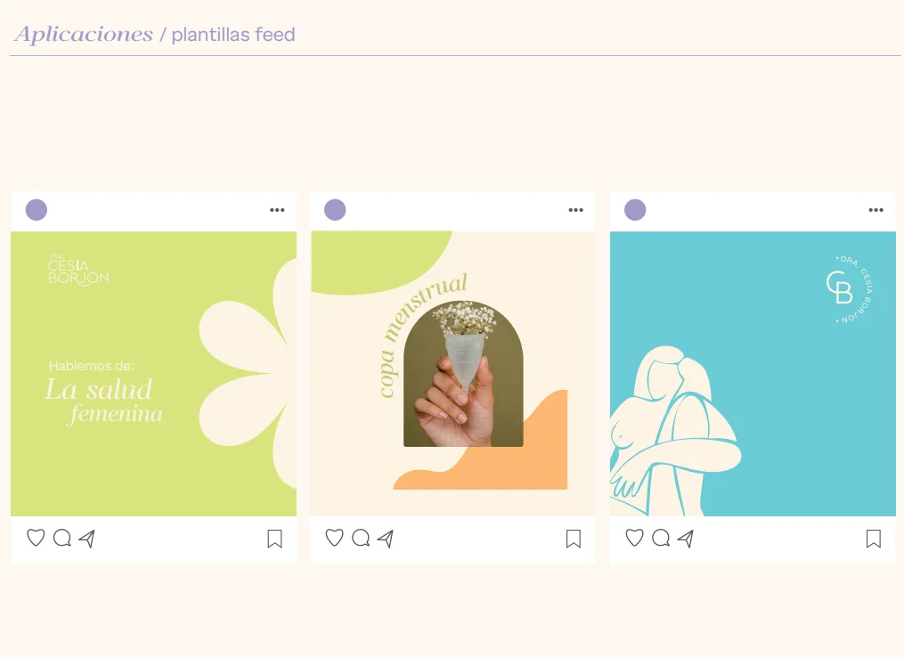 Plantillas de feed para redes sociales de la Dra. Cesia Borjón