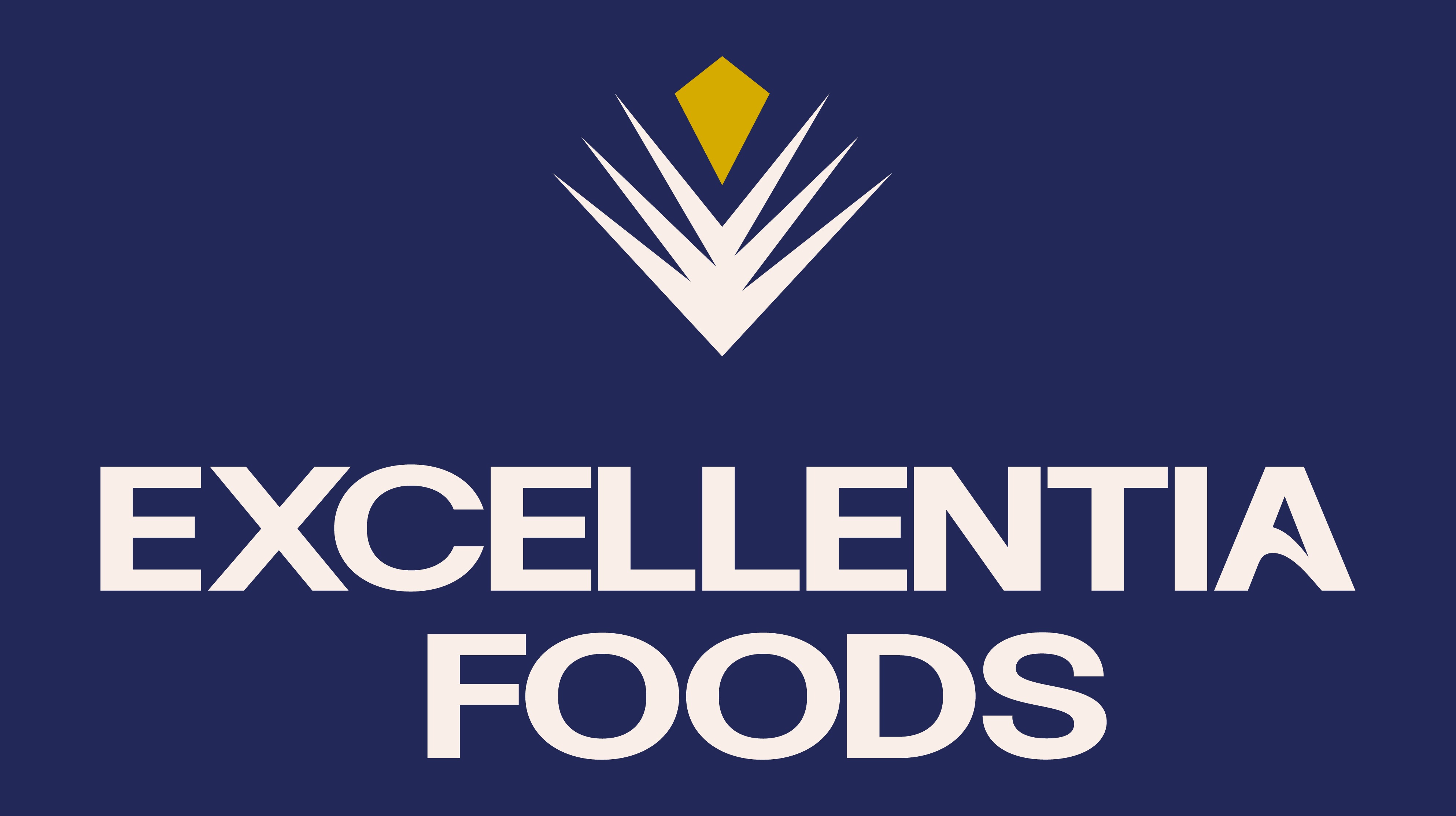 New, more modern logo on a blue background for Excellentia Foods, by Ecommetrica