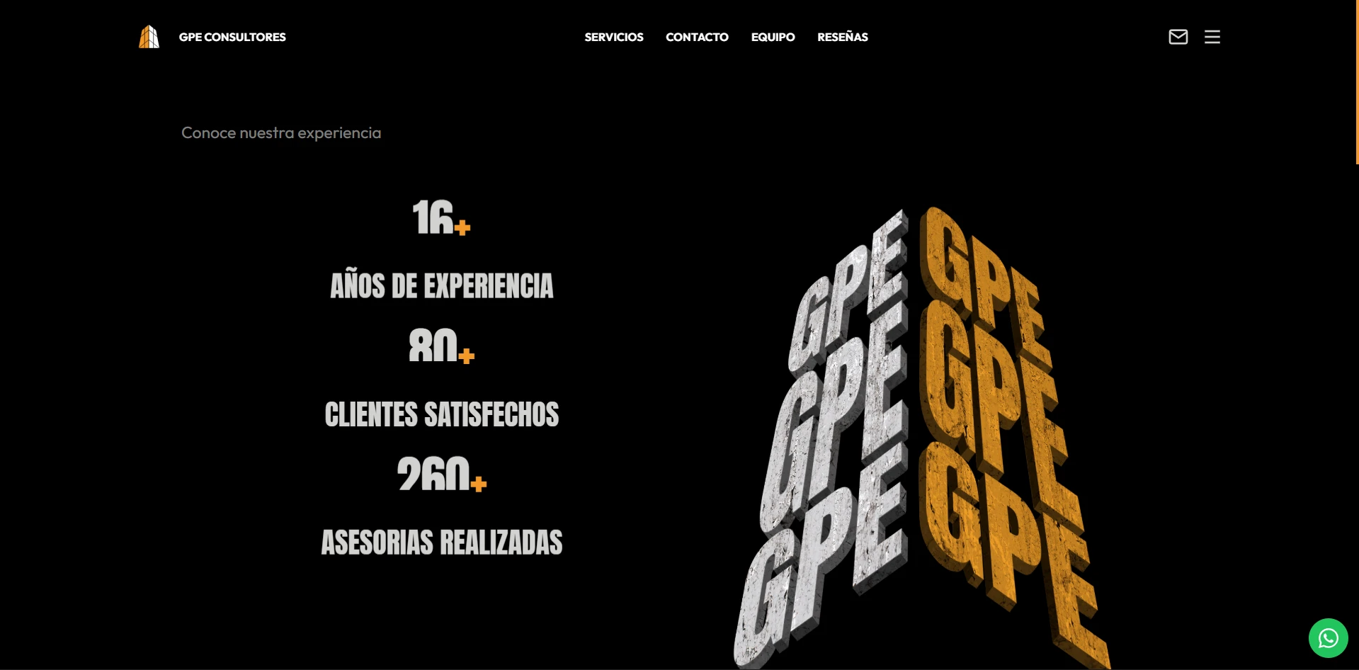 Experience section on GPE's website
