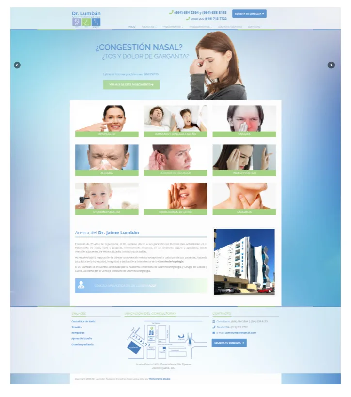 Antes: sitio web anterior del Dr. Jaime Lumbán