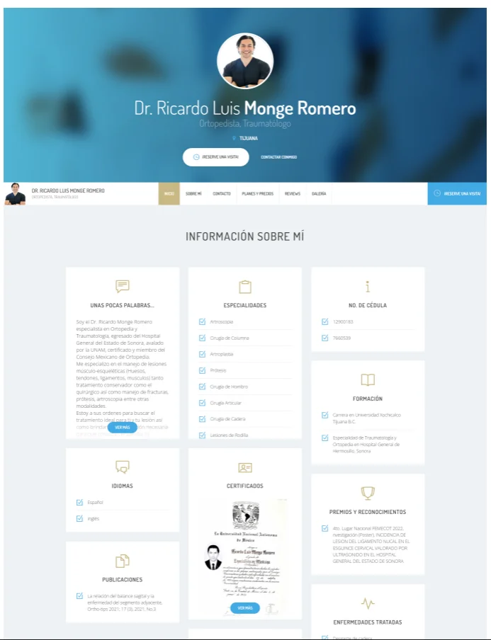 Antes: sitio web anterior del Dr. Ricardo Monge