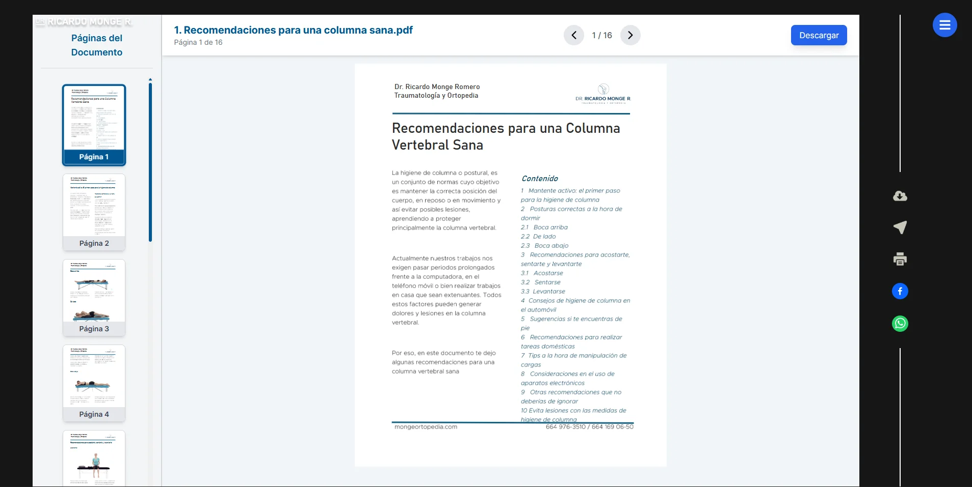 Guía en PDF: Recomendaciones para una columna sana